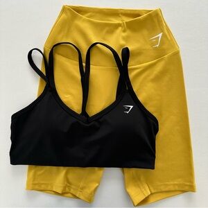 Gymshark S/S Training Cycling Shorts & Strap Feature Sports Bra Set